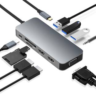 KYKHT 4K HDMI 10 in 1 For Laptop & MacBook, VGA 1920 X 1080P 60 Hz USB Ports, 3.5 mm Audio, PD Charger, SD/TF Card Reader USB Hub HDMI Connector