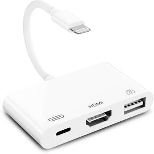 RuhZa Lighning to HDMI Adapter 1080P, 3 in 1 USB Camera Adapter & Charging Port, Compatible with ifone...