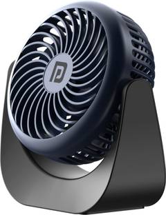 Portronics Portable USB Table Fan with Rechargeable battery, 360° Rotatable, 3 Speed Modes, Noiseless Design, 3D Curved Blade, USB Fan