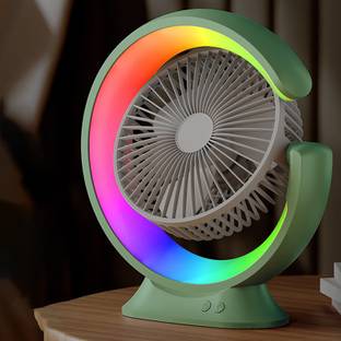 Litanika Portable Tabel Fan, Desk Fan, Cooling Spray Fan - Multicolored Light, Gaming Fan Rechargable USB Fan, USB Air Cooler