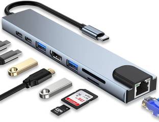 Foxne Point USB C HUB, 8 in 1 USB C Adapter with 4K HDMI, USB C Port, USB 3.0, RJ45 Ethernet USB C HUB, 8 in 1 USB C Adapter with 4K HDMI, USB C Port, USB 3.0, RJ45 Ethernet USB Hub