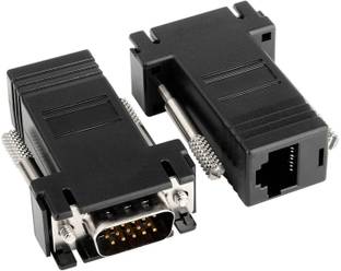DooBuy VGA Extender to CAT5 CAT6 RJ45 Network Cable Adapter DB15 Male Port for Multimedia Video Black USB Hub