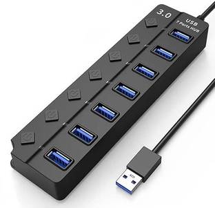 CLVMART 7 Port USB Hub 7 Port USB Hub 3.0,USB Data Hub Splitter USB Hub USB Hub 3.0 5Gbps High Speed 7 Port USB 3.0 Hub On/Off Switch for Laptop USB Hub