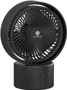 HOMEBASIC Rechargeable USB Desk Fan, 5 Speeds, 2600mAh Battery, 120° Auto Rotation Brushless Motor, Ul...