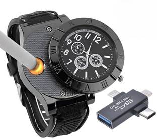 Foxne Point 4in1 USB OTG Adapter USB-A Female to Type C Micro Lightning Male Accessories Cigarette Lighter Watch, USB Rechargeable Sporty Wristwatch Stylish & OTG Cigarette Lighter