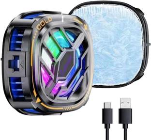 Cubonic X76 Magnetic Phone Cooler Fan, RGB Portable Temperature Display Radiator Wired Magnetic Mobile Cooler, Cooling Pad, Enhanced Refrigeration Chip USB Fan