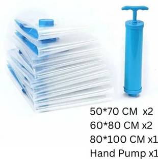 Smitex Storage (1 Jumbo/1 Large/1 Medium/1 Small) for Clothes Manual Vacuum Bag Sealer