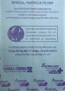 EUREKA FORBES Euroclean Paper Vacuum Cleaner Dust Bags for Excel, Ace, 300, Jet, Star Models Vacuum Cleaner Bag