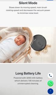 EUREKA FORBES LVAC VOICE PRO Robotic Floor Cleaner with 2 in 1 Mopping and Vacuum (WiFi Connectivity, ...