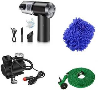 Saleshop365 Car Care Combo - Air Compressor + Water Gun + R/C Vacuum Cleaner + MFGlove Hand-held Vacuum Cleaner