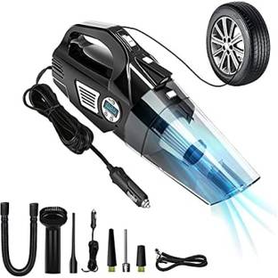 POHIR 4 in1 Car New Vacuum Cleaner with Tyre Inflator DC12V High Power 7000PA Handheld Car Vacuum Cleaner with 2 in 1 Mopping and Vacuum, Anti-Bacterial Cleaning, Reusable Dust Bag