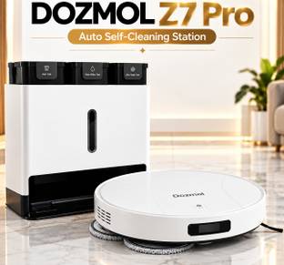 Dozmol Z7 Pro Robotic Floor Cleaner with 2 in 1 Mopping and Vacuum, Reusable Dust Bag (WiFi Connectivi...