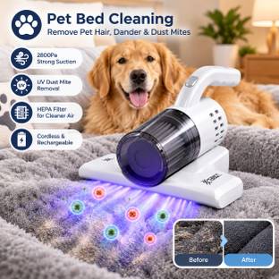 7ne7 mart Cyclonic Suction Rechargeable Mattress Cleaner with UV Sterilization System Cordless Vacuum ...