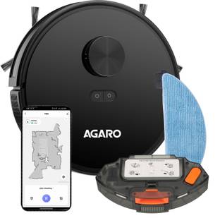 AGARO Imperial Robot Vacuum Cleaner, Dual Brush, Dry Vacuum & Wet Mop, Auto Cleaning Robotic Floor Cle...