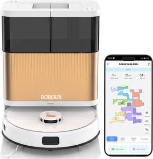 Robolta R6 PRO Robotic Floor Cleaner with 2 in 1 Mopping and Vacuum, Anti-Bacterial Cleaning (WiFi Con...