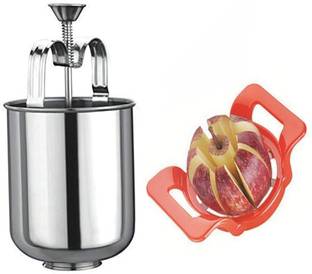 Top Trick Stainless Steel Medu Vada Maker with Stand+ Apple Cutter Kitchen Tool Set