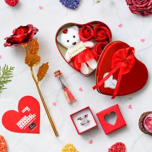 Xvision Artificial Flower, Showpiece, Jewellery, Message Pills, Greeting Card Gift Set