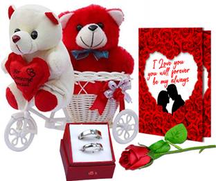 Avirons Artificial Flower, Greeting Card, Jewellery, Soft Toy Gift Set