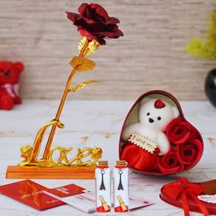 BUC Artificial Flower, Soft Toy, Message Pills Gift Set