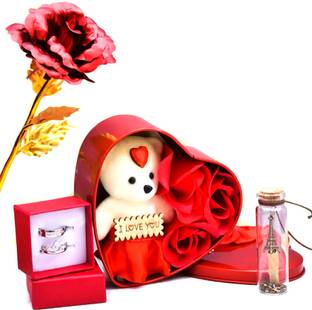 AKSHAJ GIFTS Artificial Flower, Soft Toy, Message Pills Gift Set