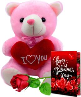 Avirons Artificial Flower, Greeting Card, Soft Toy Gift Set