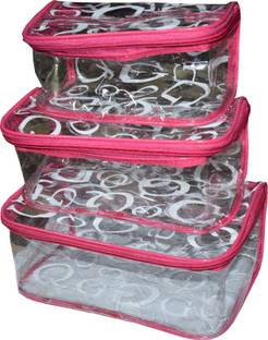 Aadhya Pack of 1 printed cosmetic bag bridal organizer jewellery storage box-set of 3 Storage Vanity Box