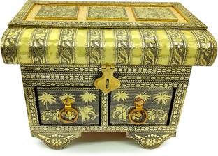 Veerja Jewelry Box For Wedding Gift Box,Vanity Box, Bangle Box Jewelry Box, Wedding Jewelry Box, Wood Jewelry Box Wedding, Multi Purpose Vanity Box, Lockable, Wedding , Rakhi Gift Vanity Box ( gold ) Jewellary Box, Churi Box, Vanity Box Vanity Box