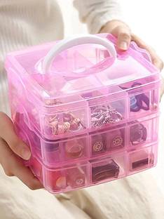 Shivaansh 3-Layer 18-Grid Adjustable Jewellery,Art & Craft Organizer Multipurpose Vanity / JEWELLERY BOX / Vanity Box