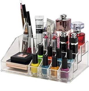 TINSUHG Makeup Organised Transparent Lipstick Nail Paint Polish Holder COSMETIC Vanity Box