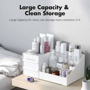 DXDT Bathroom Storage /Cosmetic/Counter top Organizer with 9 Compartments/2 Drawers Plastic Wall Shelf