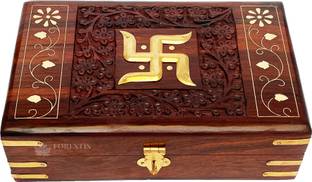 फोरेस्टिस गैलिनेरिया Wooden Swastik Box (8x5, Tombs) ज्वेलरी बॉक्स, मनी बॉक्स, कैश बॉक्स, गुड लक बॉक्स वैनिटी बॉक्स