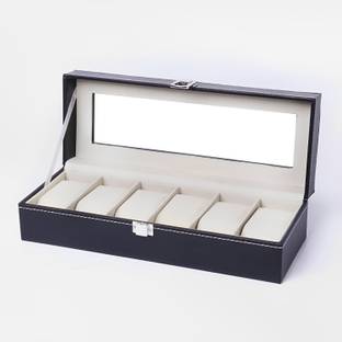Shaping Fabric Premium PU Leather 6 Slot Wrist Watches Display Storage Box Display Storage Case, Organizers Storage Boxes for Wrist Watch Vanity Box