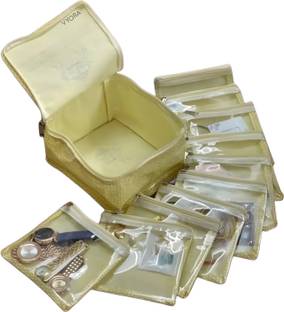 VYORA Dulhan Doli Printed 10 Pocket Makeup Pouch, Jewellery Organizer, Cosmetic Bag, Toiletry Kit, Jwellery Vanity Box