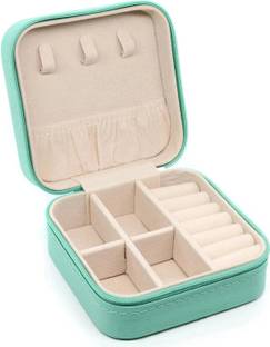 KriShyam ®Portable Travel Mini Jewelry Box Leather Jewellery Ring Organizer Small Travel Jewelry Organizer For Rings Earrings Necklaces Pendant Vanity Box