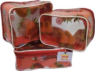 अल्टीमेटेफेशनिस्टा Set of Three Toiletry Shaving Organizer Makeup Storage Jewellery Vanity Box vanity box, (red) वैनिटी बॉक्स, मल्टीपर्पस वैनिटी बॉक्स