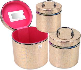 NFI essentials Round Shape Set of 3 Makeup Box Cosmetic Box Jewellery Box Vanity Box Makeup Storage Vanity Box