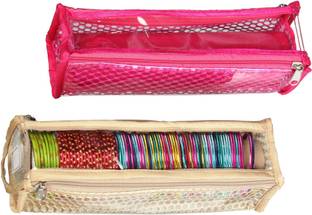 Srajanaa Pink Bangle Organiser / Bangle Box - 1 Rods (Pack of 2) Jewellery Vanity Box