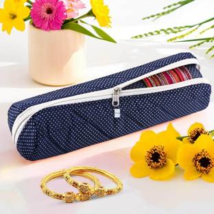HOMESTIC Polka Dots Single-Rod Bangles Organisers Storage Box | Blue Bangles Pouch Vanity Box