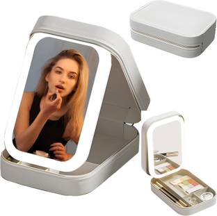 PKK TRADERS Travel LED Makeup Mirror Case with 3 Adjustable Color Light Settings