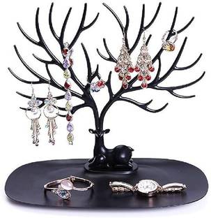 Lozenge Plastic Deer Jewellery Holder with Tray for Dressing Table | Men's Watch Jewelry Case Earrings Organizer Vanity Box