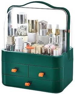 Gney Portable Dustproof Makeup Organizer, Large Cosmetic Storage Display Box Case Manual Vanity Box