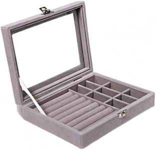 LIOTIZ jewellery box for rings, Earrings, gold jewelry, multiuse velvet box Secret Compartment, Mirror, Washable, Lock Vanity Box