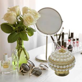 DIVINEDECOR Rustic White Brass Sindoor Box with Distressed Finish Sindoor Box Vanity Box