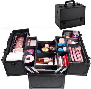 LACOPINE Professional Cosmetic Organizer Makeup Cases With Adjustable 4 Trays Train Case Girls Makeup Storage, Cosmetic Organizer, Jewellery Box, Traveller Cosmetic Organizer Vanity Box