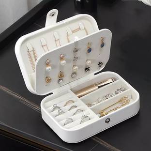 Rossella Double Layer Waterproof Travelling PU Leather Woman Makeup Storage Box Multi-function Jewellery Wardrobe Cosmetic Organizer for Earrings Necklace Rings Vanity Box