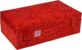 Heart Home Velvet Bangle Box|2 Rod Self Cut Work Bangle Organizer For Women|Red Jewellery Vanity Box