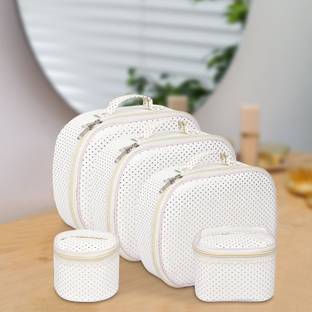 HOMESTIC 5 Different Pouch Dot Cosmetic Jewellery Kit for Woman Jewellery Vanity Box