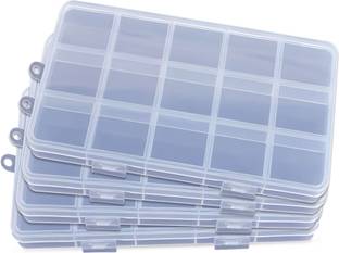 INDIKONB Transparent Jewellery Organizer with 15 Partitions Craft Items, Beads, DIY materials Vanity Box