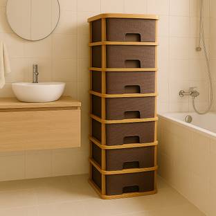 MAXTID 7 Brown Nakoda Plastic Modular Drawer for Home,Office,Hospital,Parlour Box Vanity Box
