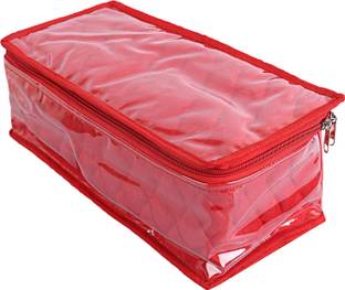KUBER INDUSTRIES Multiuses PVC Laminated Jewellery Locker Organizer With 4 Pouches (Red) Jewellery Organizer Vanity Box